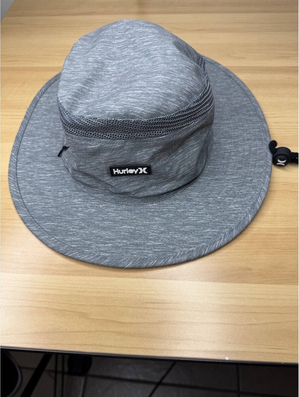Hurley M Phantom Boonie Hat L/XL Gray UPF 50+ Chin Cord W/Zipper Pocket.2/A87